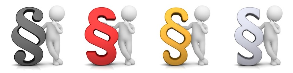article paragraph sign symbol red black gold silver icons asking thinking stick men lawyer legal advice 3d rendering graphic