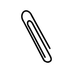 Paper clip on an isolated white background. Black hand draw outline. Back to school, office. Vector illustration.