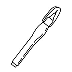 Concealer on an isolated white background. Black hand draw outline. Back to school, office. Vector illustration.