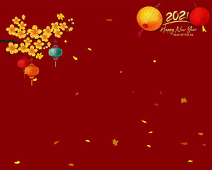 Happy new year 2021. Chinese new year, year of the ox (Chinese translation : Happy chinese new year)