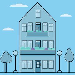 House on a blue background.