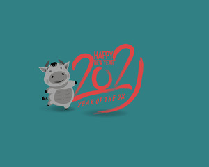 Fototapeta na wymiar Happy new year 2021. Chinese new year, year of the ox (Chinese translation : Happy chinese new year)