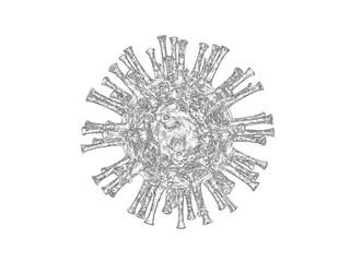 Colorless 3D COVID-19 . Black and white Corona virus for coloring