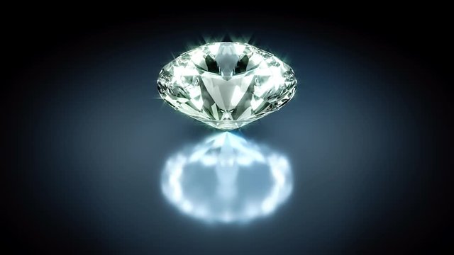 Spinning and shining diamond on dark background (round brilliant cut) - looped, seam able - 3d render
