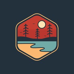 simple logo badge beach design illustration, for t-shirt prints, patches, emblems, posters, badges and labels and other uses