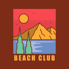 simple logo badge beach design illustration, for t-shirt prints, patches, emblems, posters, badges and labels and other uses