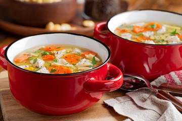 Two Bowls of Chicken Noodle Soup
