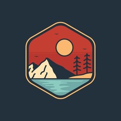 simple logo badge beach design illustration, for t-shirt prints, patches, emblems, posters, badges and labels and other uses