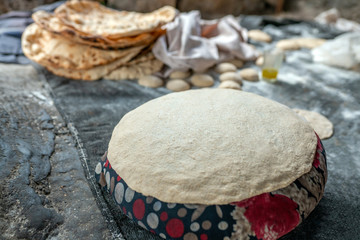 Preparation of organic tandoor bread and layered bread, one of the local flavors of Antioch