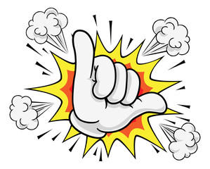 A shaka hang loose surf or gamer skilled hand gesture sign cartoon symbol icon