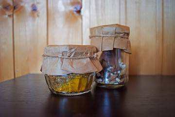 Jars of spices for mulled wine