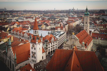 Fototapeta na wymiar Aerial view of the centre of Munich (Germany). December 2015. Landscape format.