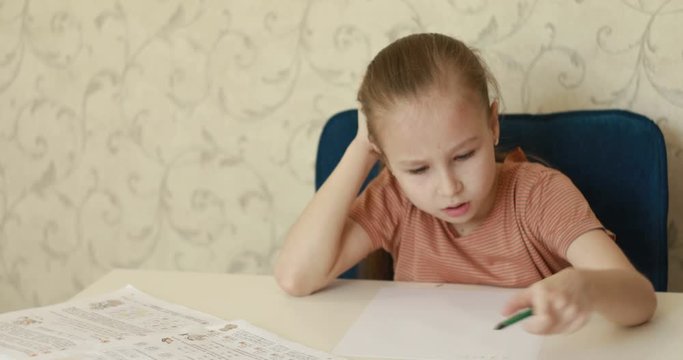 A little Girl does her Homework Freaks out Can't Complete the Task