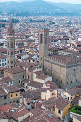 Obraz premium Aerial view of Bargello tower and Badia Fiorentina in Florence