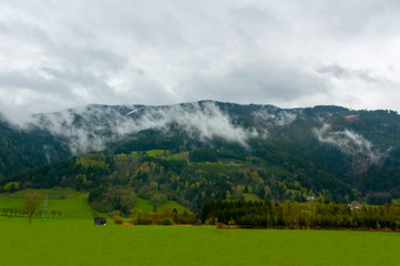 Fototapeta premium Beautiful landscape with a little fog in Austria