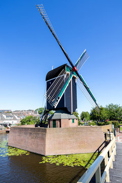 Windmill De Put in Leiden. Leiden is a city and municipality in the province of South Holland, Netherlands.