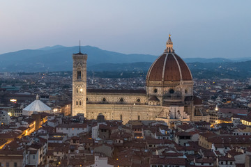 Aerial view of Cathedral of Santa Maria del Fiore in Florence