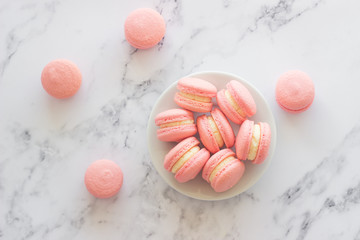 Macaroons. Delicious french desserts. Macaroons on the table