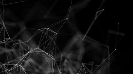 abstract background lines and dots white on a black background technological network background