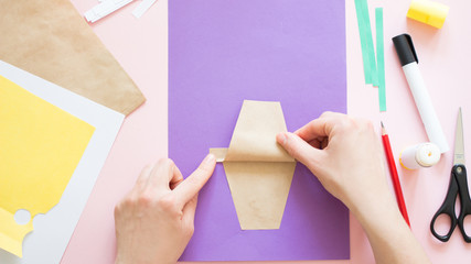Children gift for Birthday or Mother's Day. How to make paper flower for greeting card. Step 7....