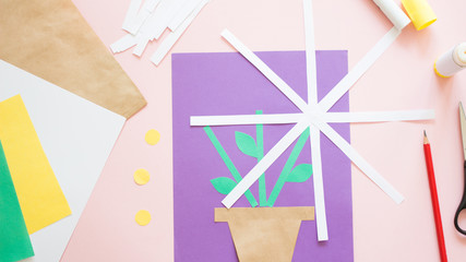 Children gift for Birthday or Mother's Day. How to make paper flower for greeting card. Step 10....