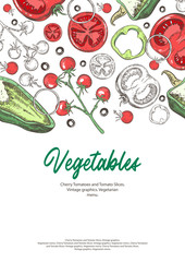 Background with different vegetables. Tomatoes and paprika.