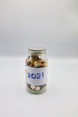 saving money in the glass with background
