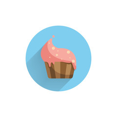 cupcake colorful flat icon with long shadow. cupcake flat icon