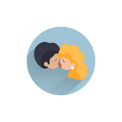 kiss colorful flat icon with long shadow. couple in love kisses tool flat icon