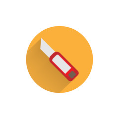 Cutter knife colorful flat icon with long shadow. Cutter flat icon