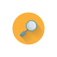 magnifier colorful flat icon with long shadow. Magnifying glass search flat icon