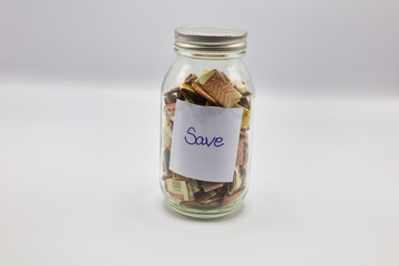 saving money in the glass with background
