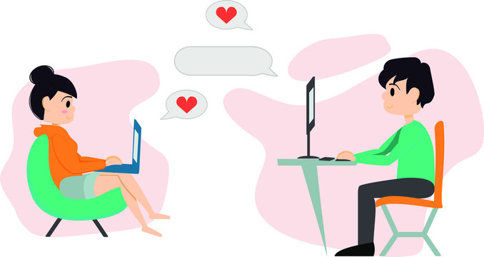 Long Distance Relationship Flat Illustration