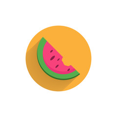 Watermelon colorful flat icon with long shadow. Watermelon flat icon