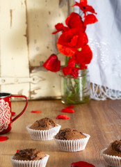 Muffins and poppy flowers