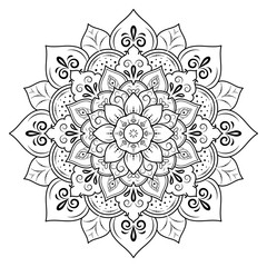 Circular Flower Mandala with vintage floral style, Vector mandala Oriental pattern, Hand drawn decorative element. Unique design with petal flower. Concept relax and meditation use for page logo book