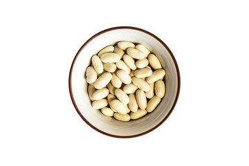 White beans in bowl isolated on white background