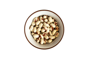 Black eyed beans in bowl isolated on white background