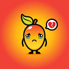 vector design of a mango feeling sad