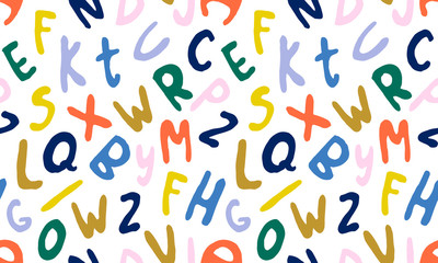 Hand drawn letters ABC isolated on white background. Hand drawn font font, funky and grunge alphabet, vector illustration graphic. Spring illustration