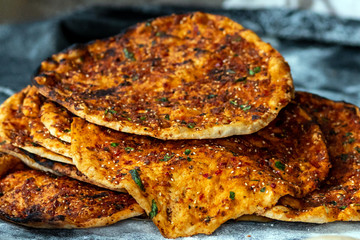 Preparation of organic tandoor bread and layered bread, one of the local flavors of Antioch