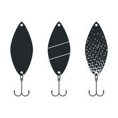 Spinner for fishing set, vector illustration, flat silhouette