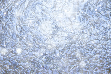 snow ice background, abstract winter seasonal background, white snowflakes blizzard on ice overlay background