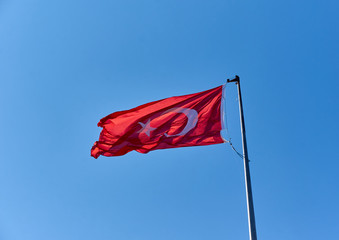 The Turkish National Flag Waving