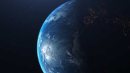 Earth at he night. Abstract wallpaper. City lights on planet. Civilization. 