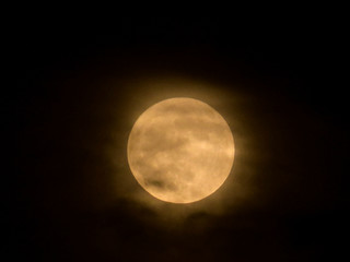 Full moon behind the clouds