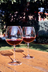 Two Glasses of Fresh Red Wine for Celebration