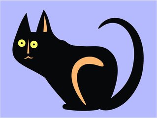 Vector portrait of a cute, funny cat