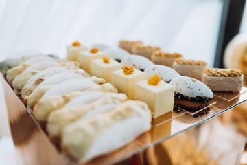 Candy bar. Table with sweets, candies, dessert