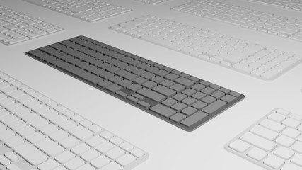 Keyboard arranged in a row 3D scene illustration hardware wallpaper background